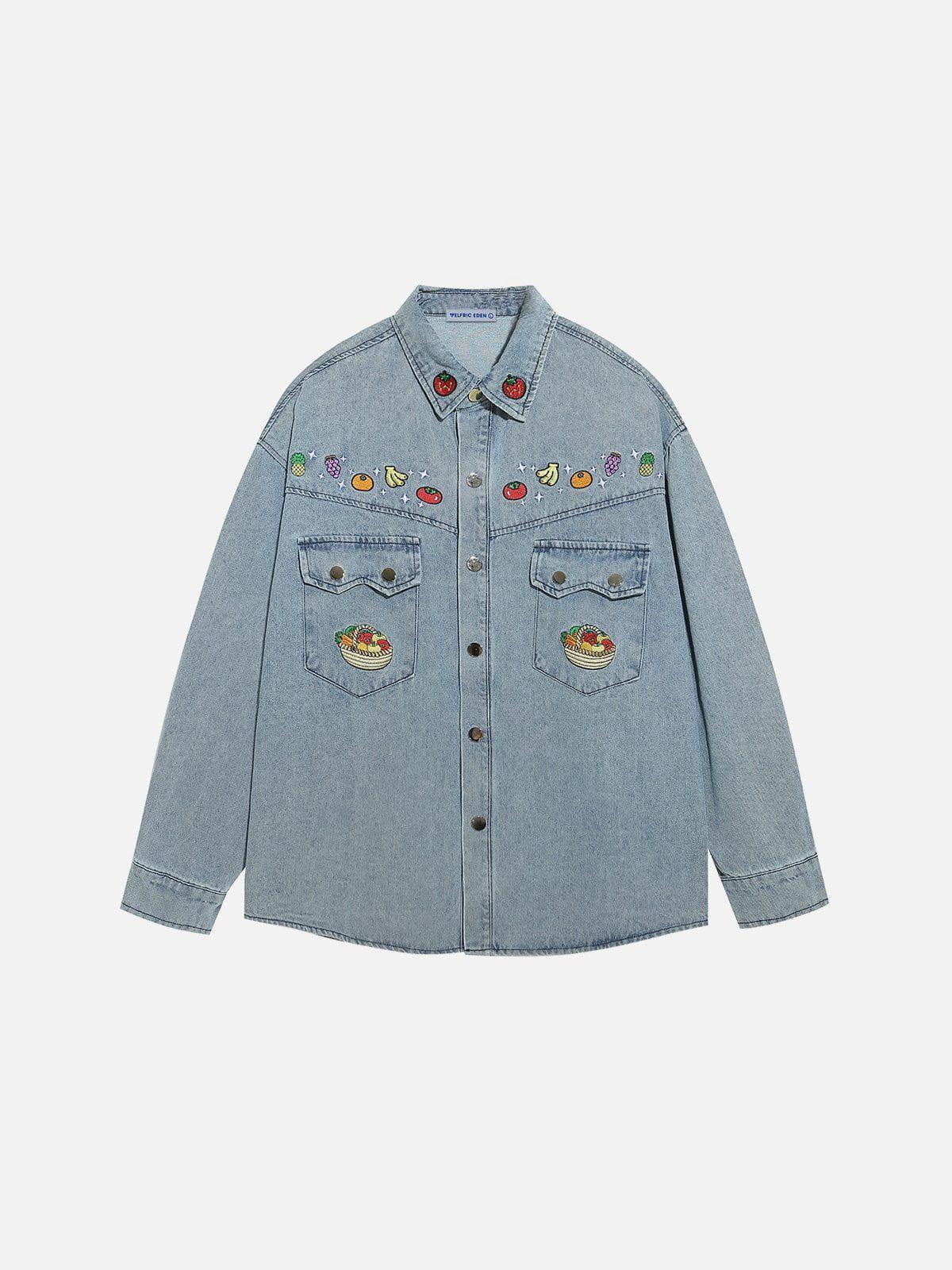 Aelfric Eden Embroidery Denim Long Sleeve Shirt Product Image