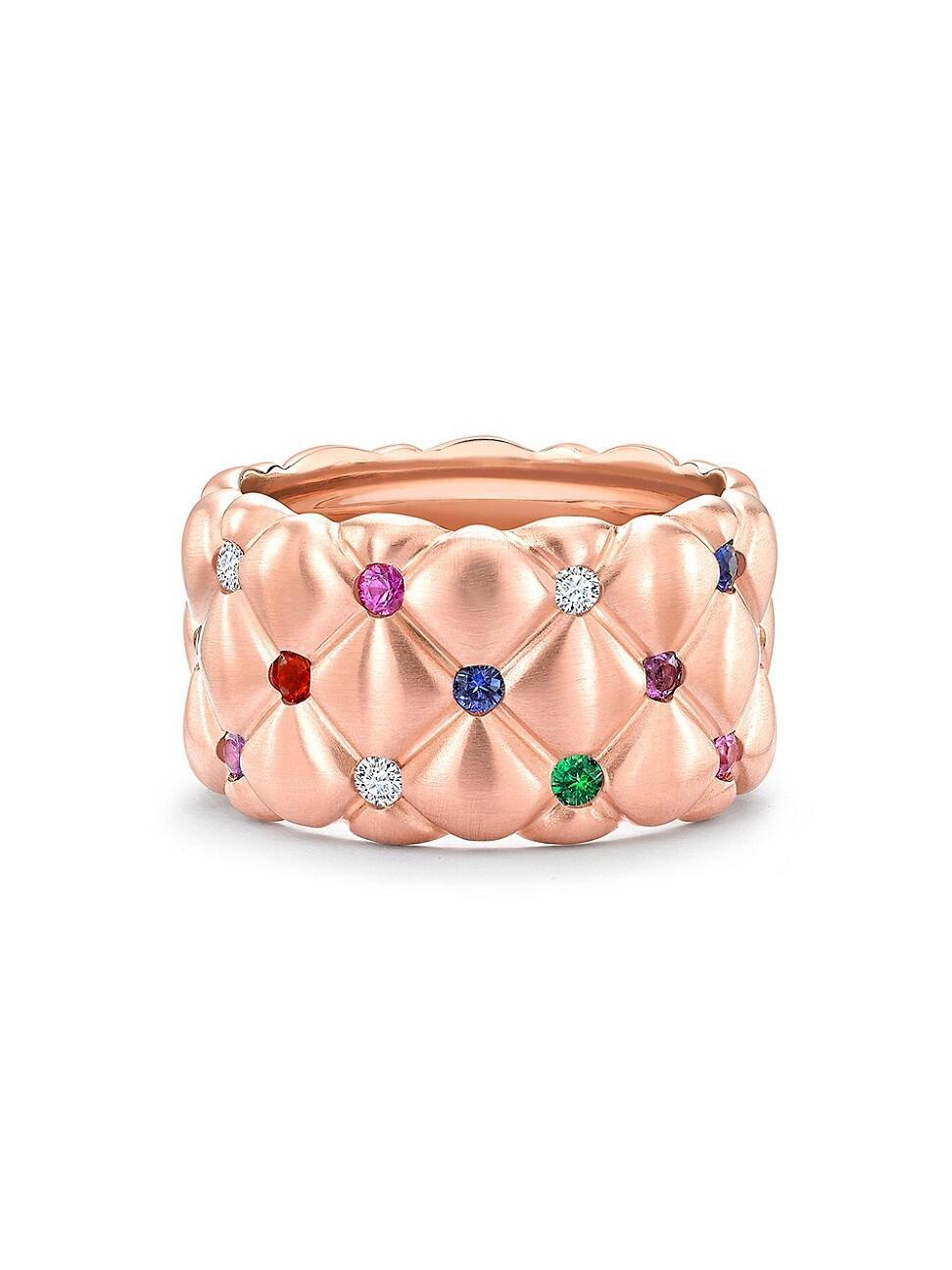 Womens Treillage Brushed Rose Gold & Multicoloured Gemstone Set Grande Ring Product Image