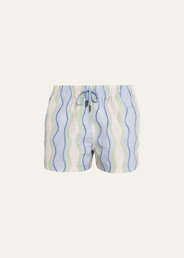 Mens Wave-Print Fitted Swim Trunks Product Image