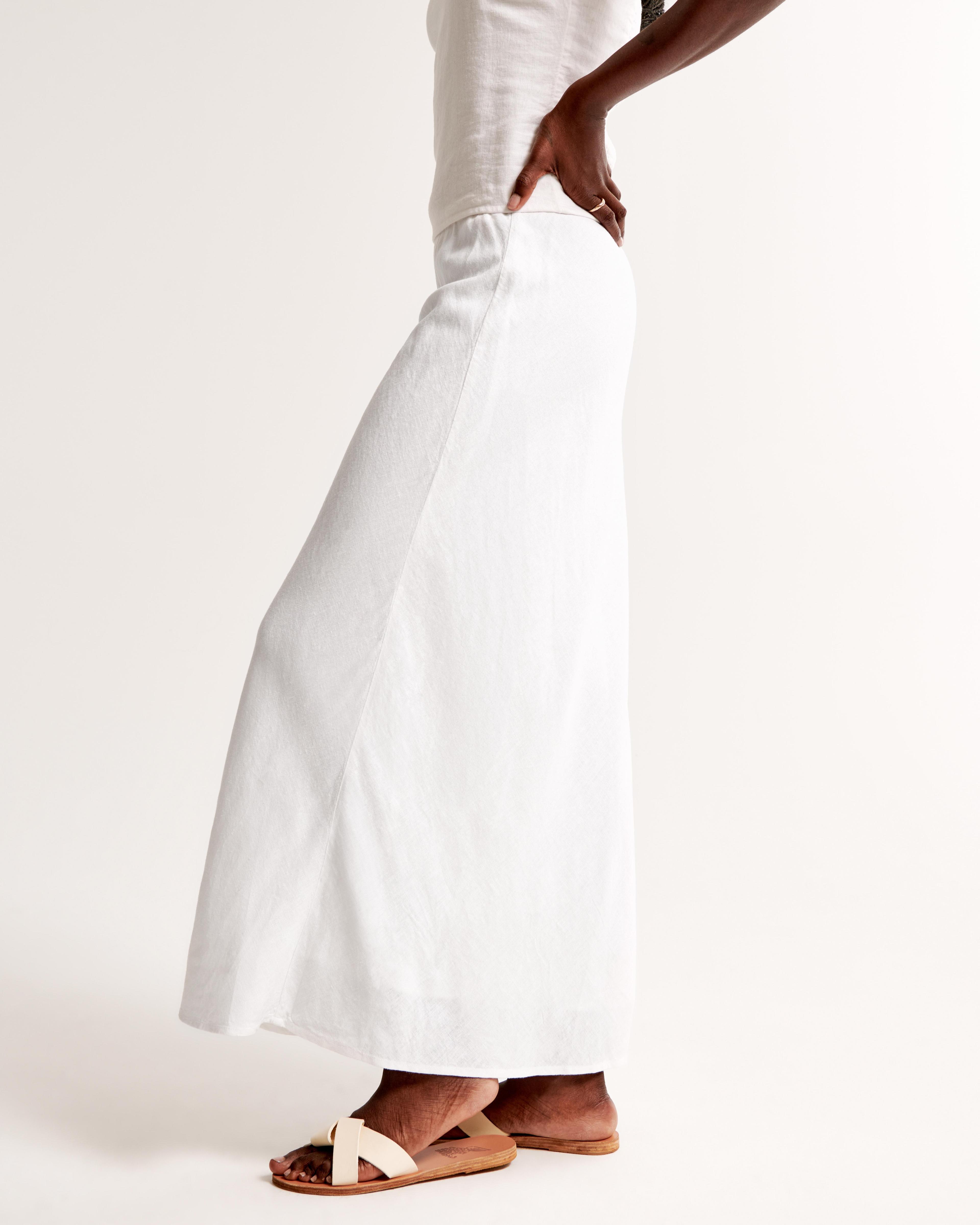 Linen-Blend Column Maxi Skirt Product Image