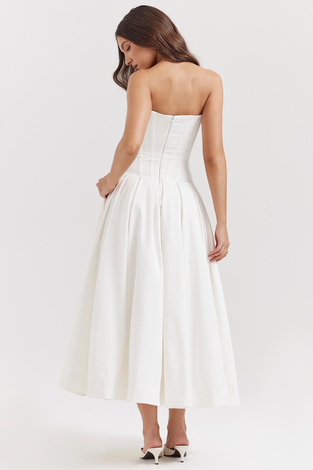 Lady White Strapless Midi Dress Product Image