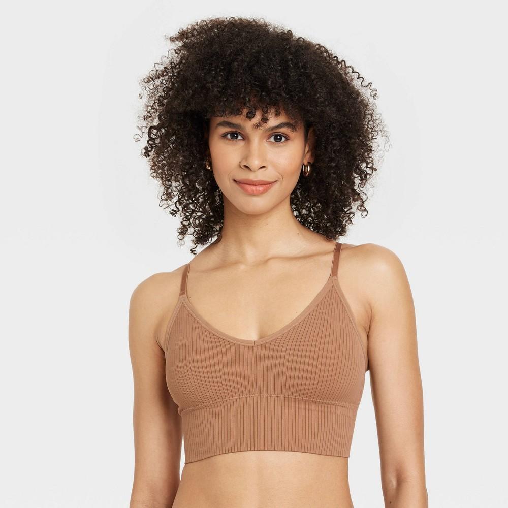 Womens Ribbed Seamless Longline Bralette - Auden Toffee Crunch M Product Image