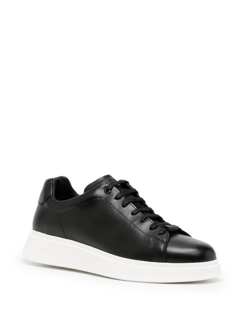 HUGO BOSS Lace-up Leather Sneakers In Black Product Image