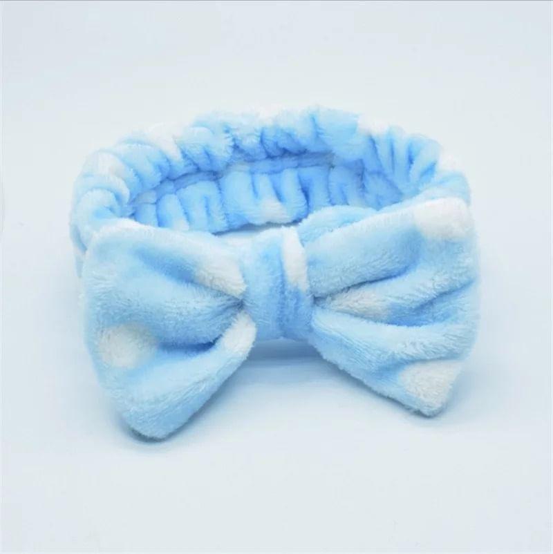 Polka Dot Coral Fleece Face Wash Headband (Various Designs) Product Image