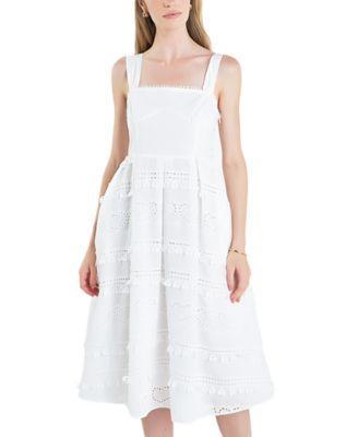 Women's Heart Eyelet Sleeveless Midi Dress Product Image