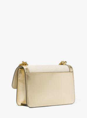 Heather Large Canvas and Metallic Faux Leather Shoulder Bag Product Image