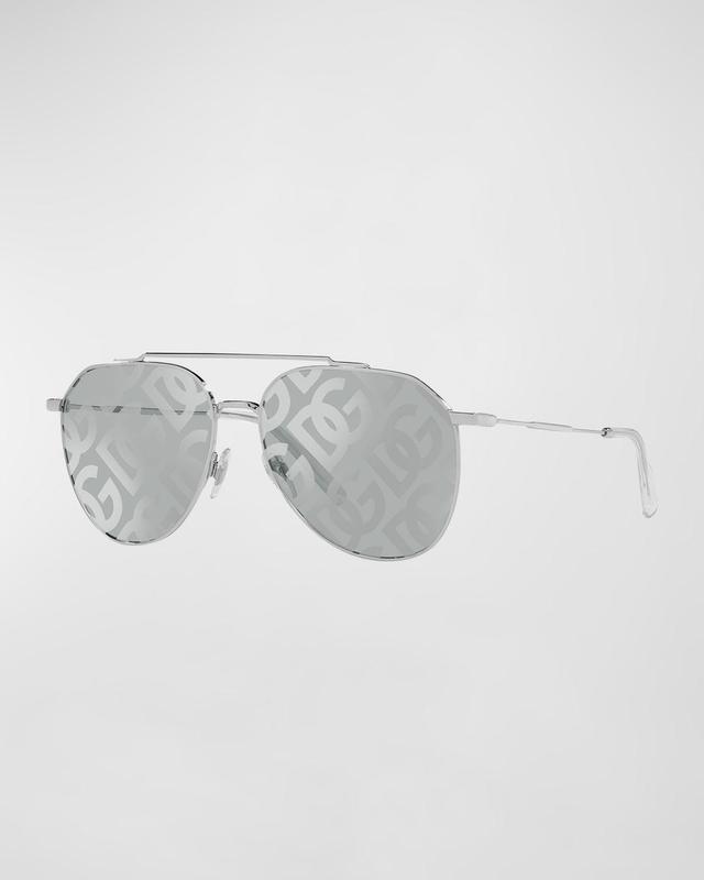 Mens Monogram Lens Steel Aviator Sunglasses Product Image