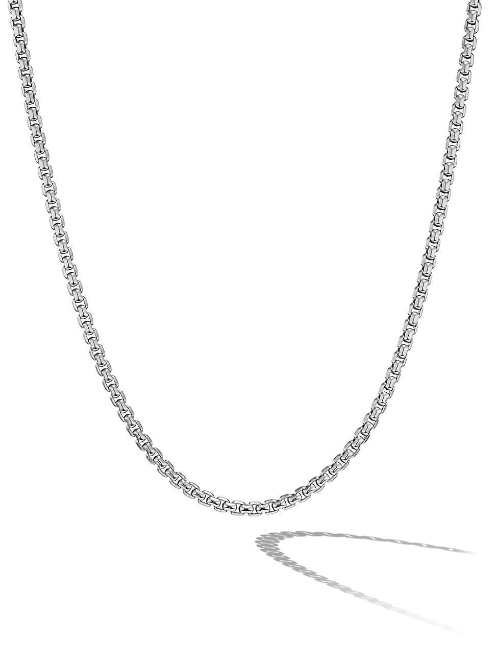 Mens Box Chain Necklace in 18K White Gold Product Image