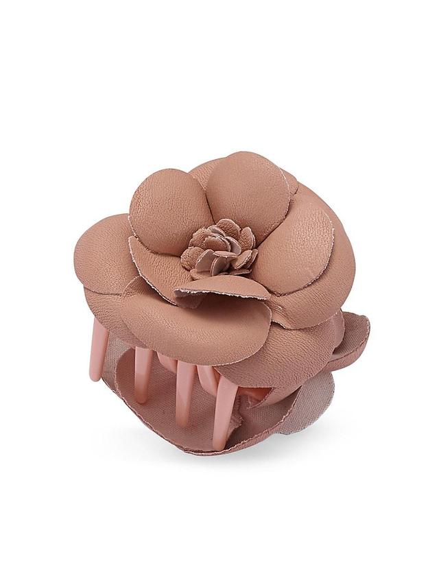 Womens Paulina Leather Rosette Medium Claw Clip Product Image