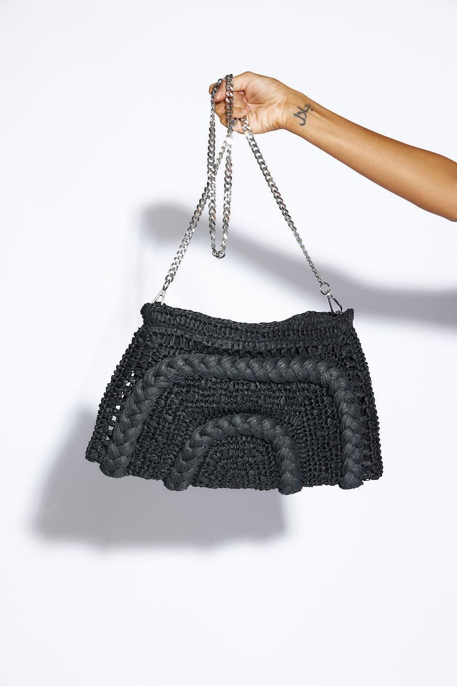 BILLINI Ivy Clutch Bag Black Raffia Product Image