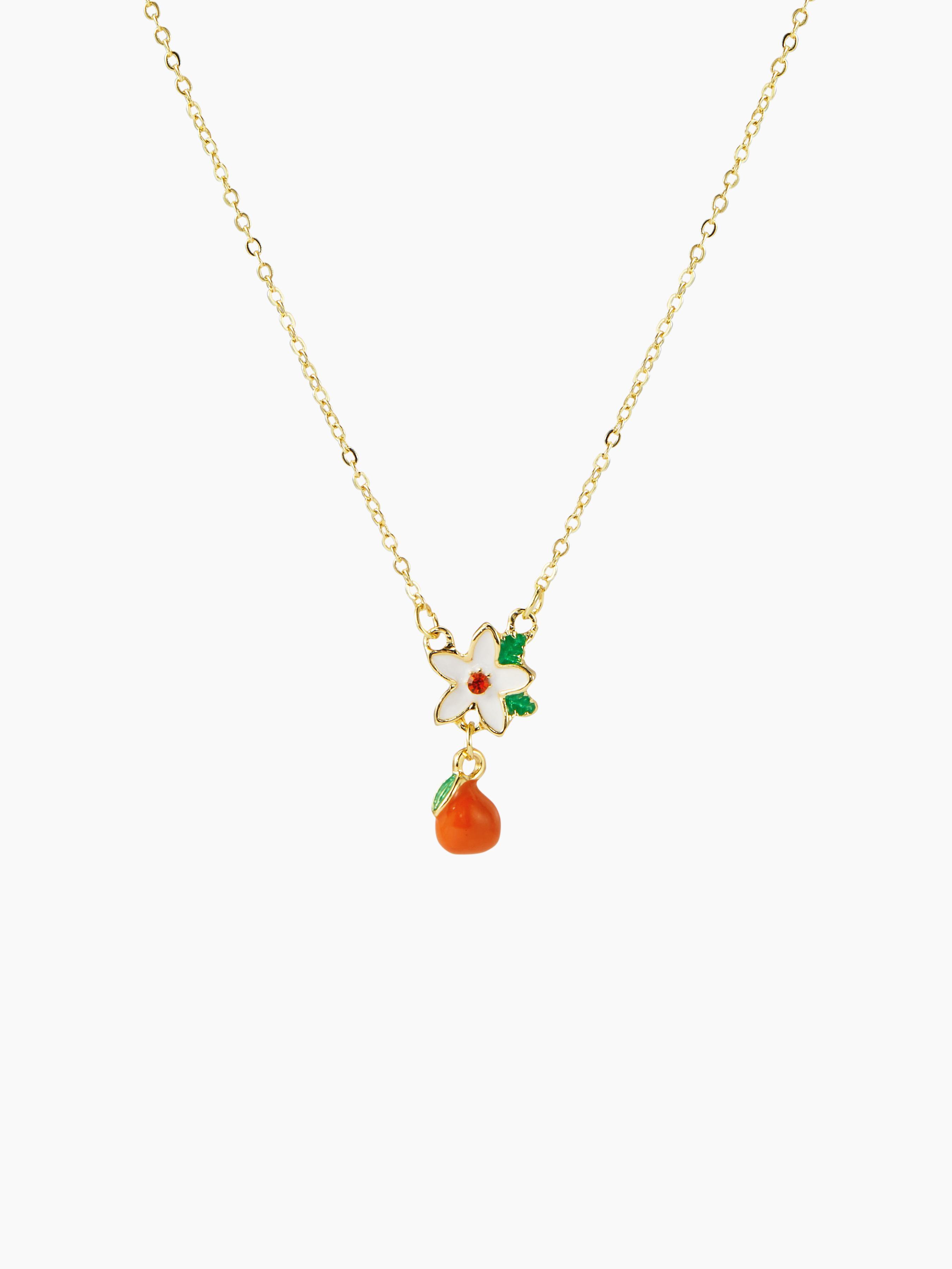 ORANGE FLORAL PENDANT NECKLACE Product Image