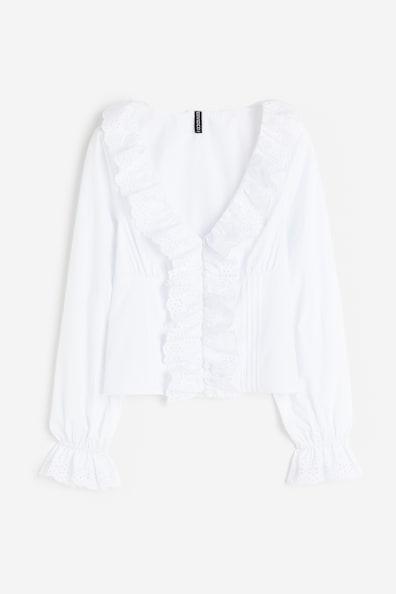 Ruffle-trimmed Poplin Blouse Product Image