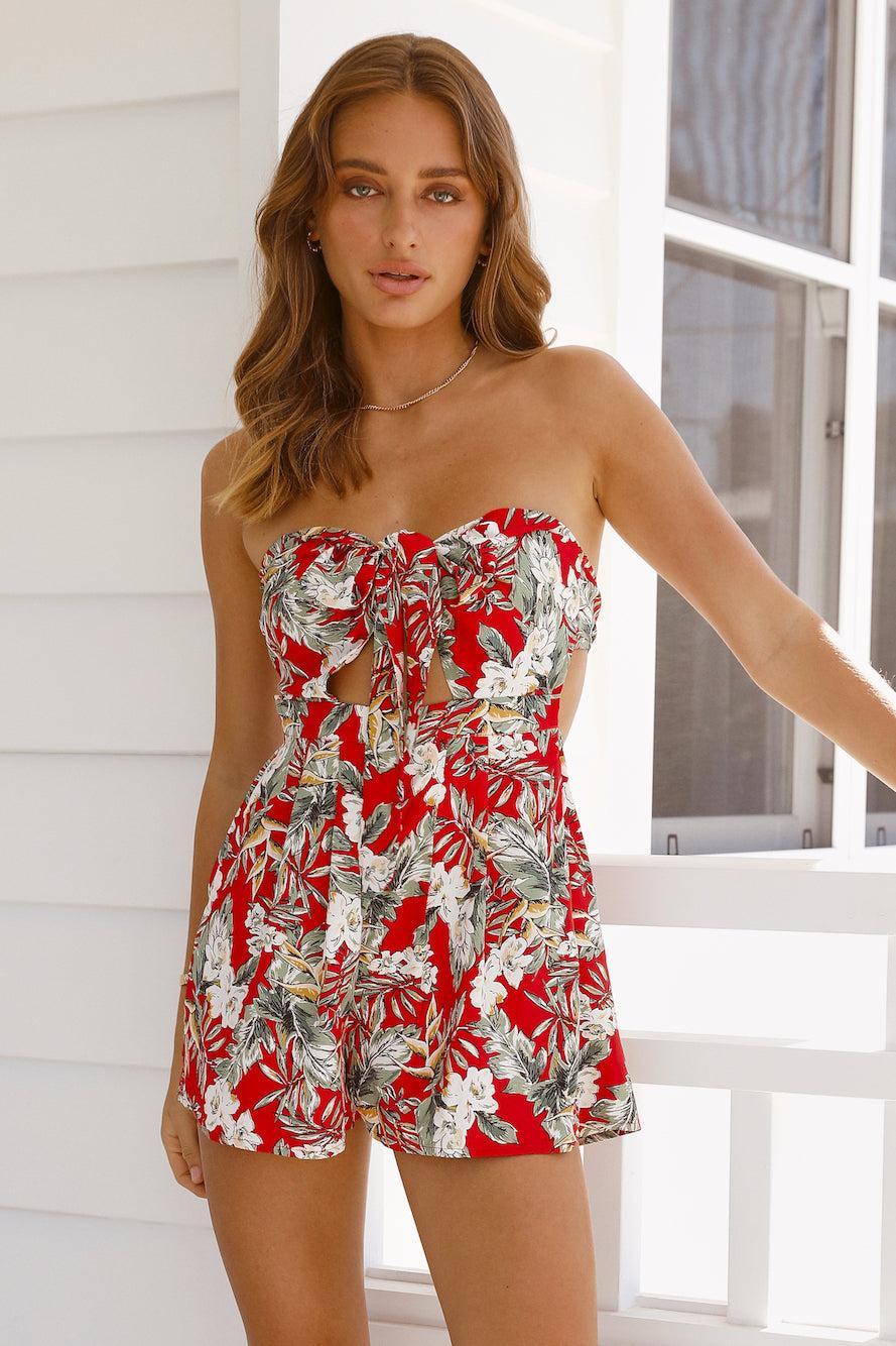 HELLO MOLLY Lei On The Beach Romper Floral  Product Image