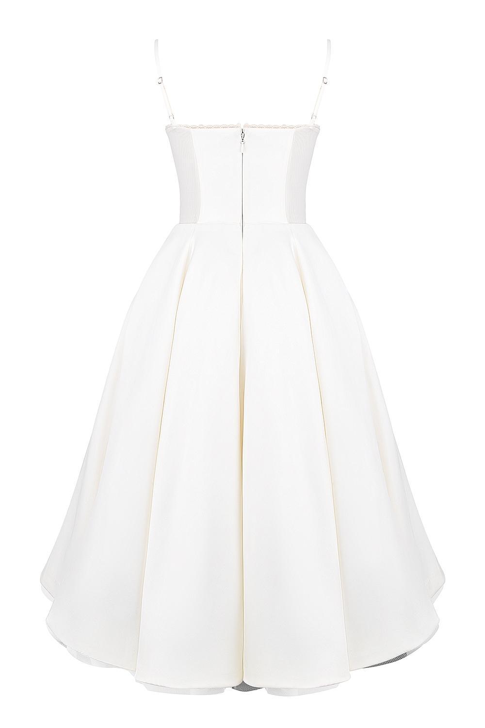 Mademoiselle White Tulle Midi Dress Product Image