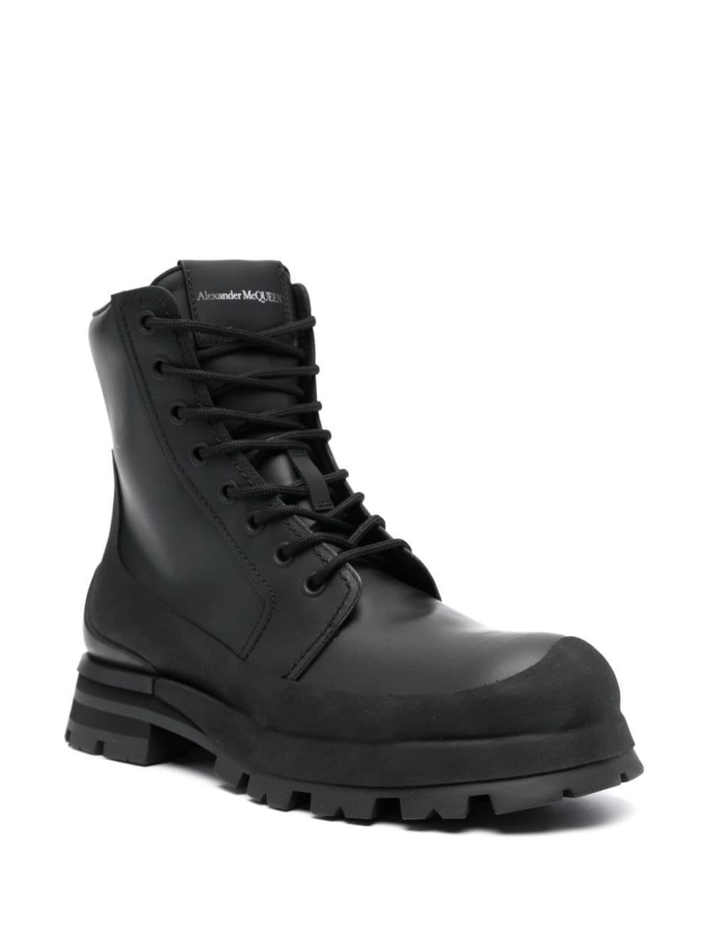 Lace-up Leather Boots In Black Product Image