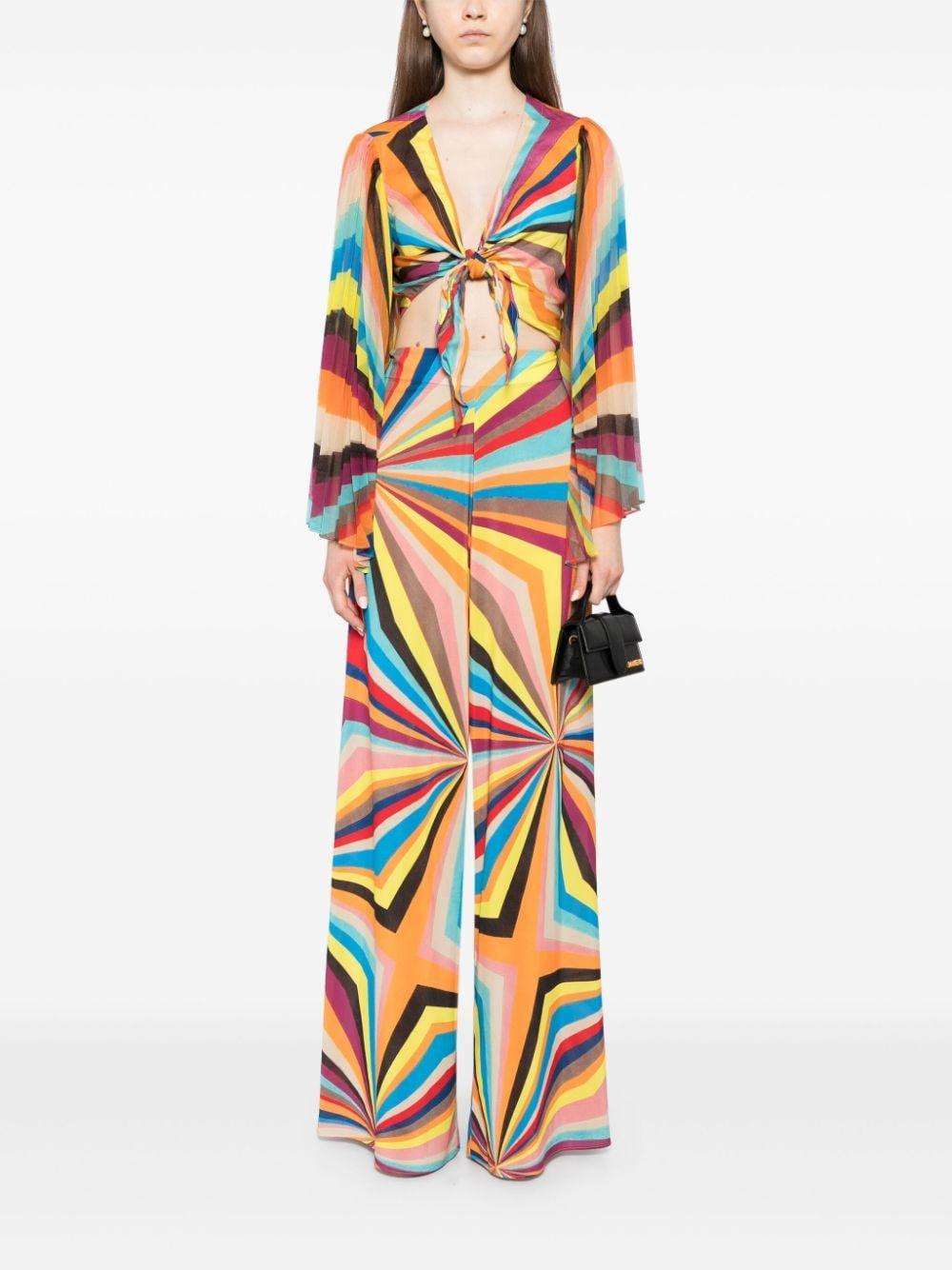 Alice + Olivia Athena Striped Wide-leg Trousers In Multicoloured Product Image