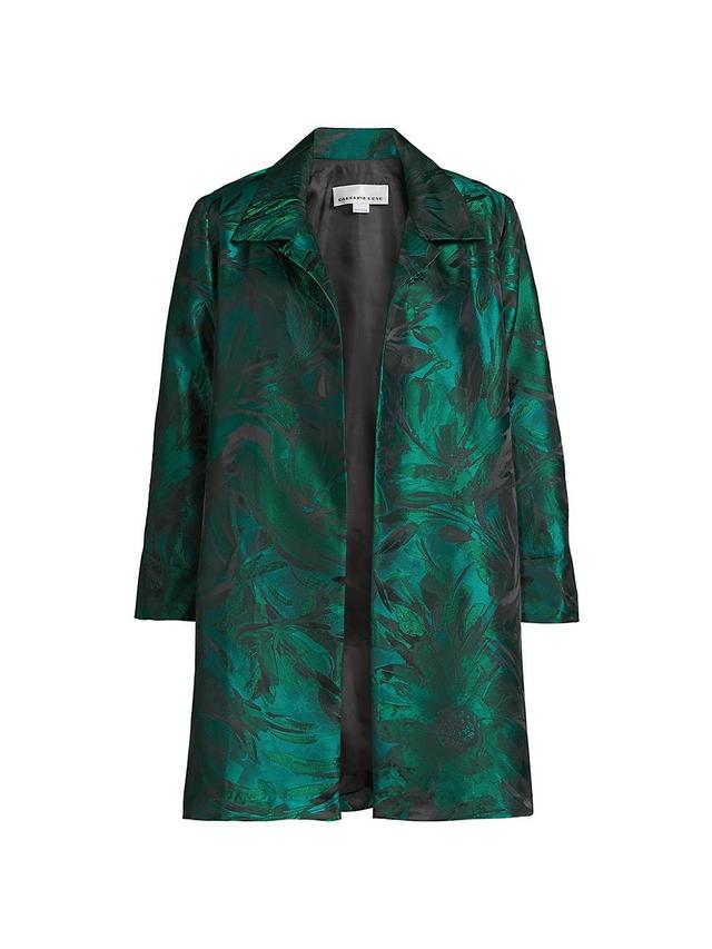 Womens Botanic-Print Jacquard Open-Front Jacket Product Image