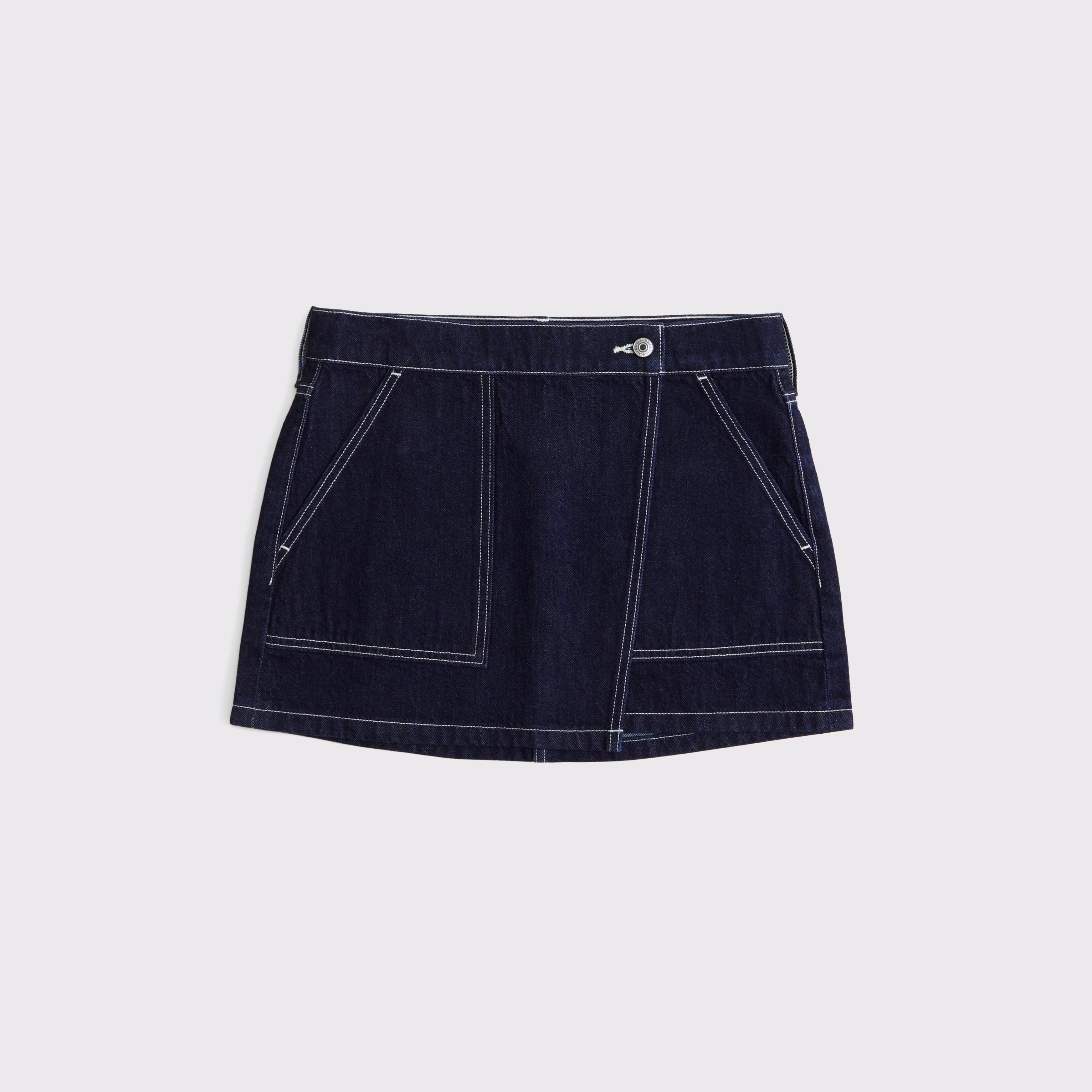 Mid Rise Denim Wrap Mini Skirt Product Image