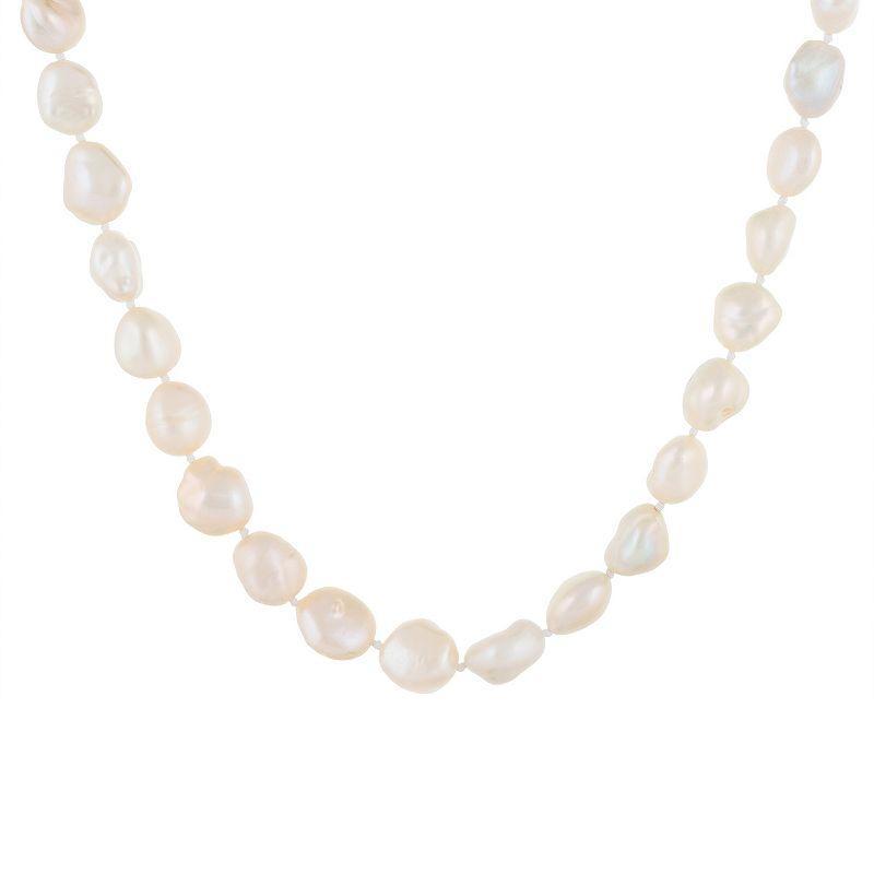 Sterling Silver Baroque Freshwater Cultured Pearl Necklace, Womens White Product Image