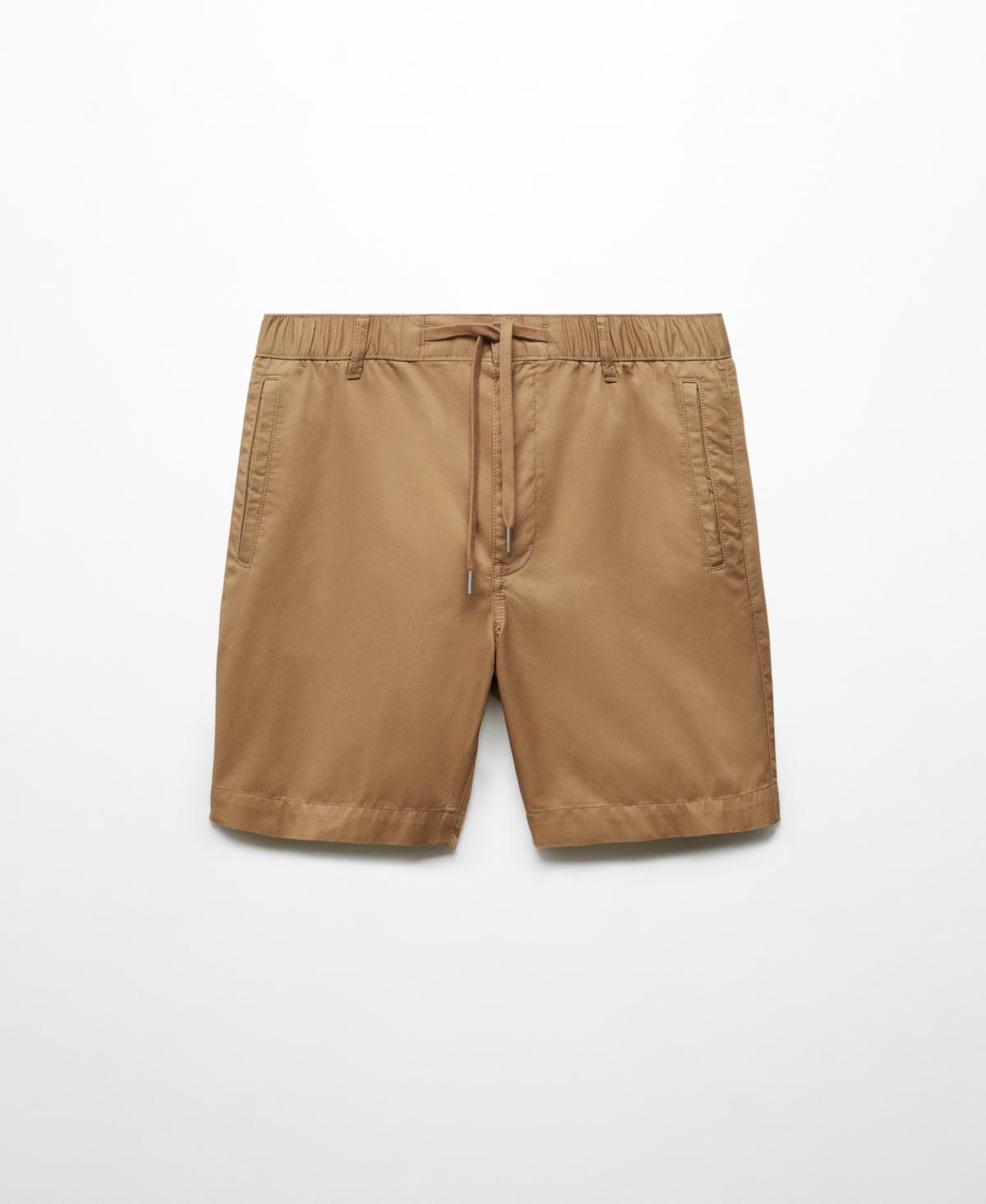 MANGO MAN - 100% cotton drawstring Bermuda shorts beigeMen Product Image