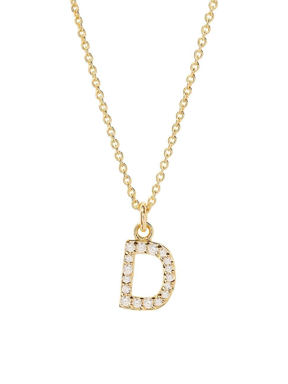 Womens Blaire 14K-Yellow-Gold Vermeil & 0.3-0.11 TCW Diamond Initial Pendant Necklace Product Image