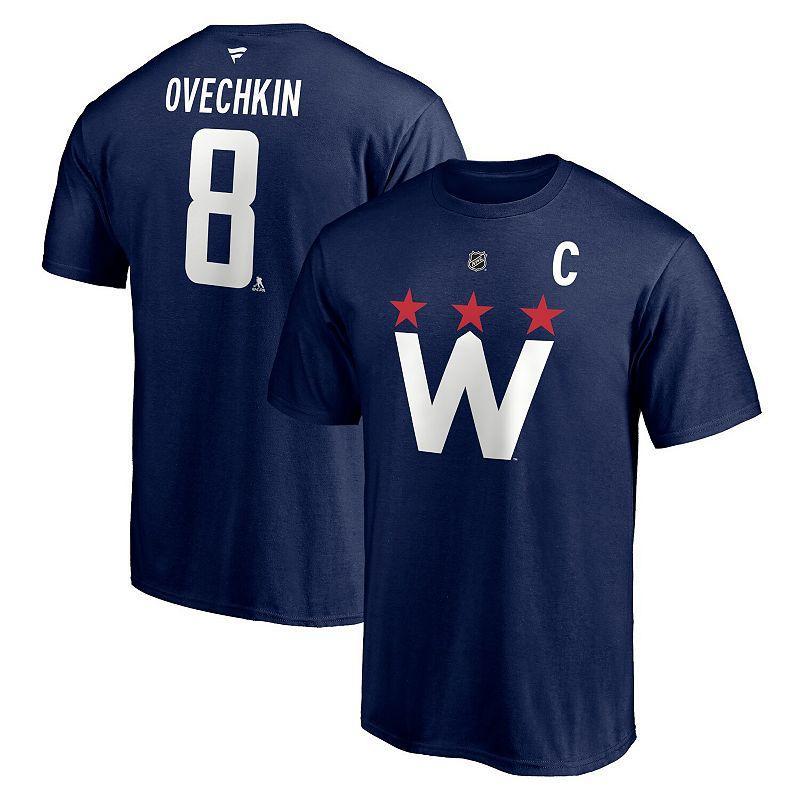 Mens Alexander Ovechkin Navy Washington Capitals 2020/21 Alternate Authentic Stack Name and Number T-shirt Product Image