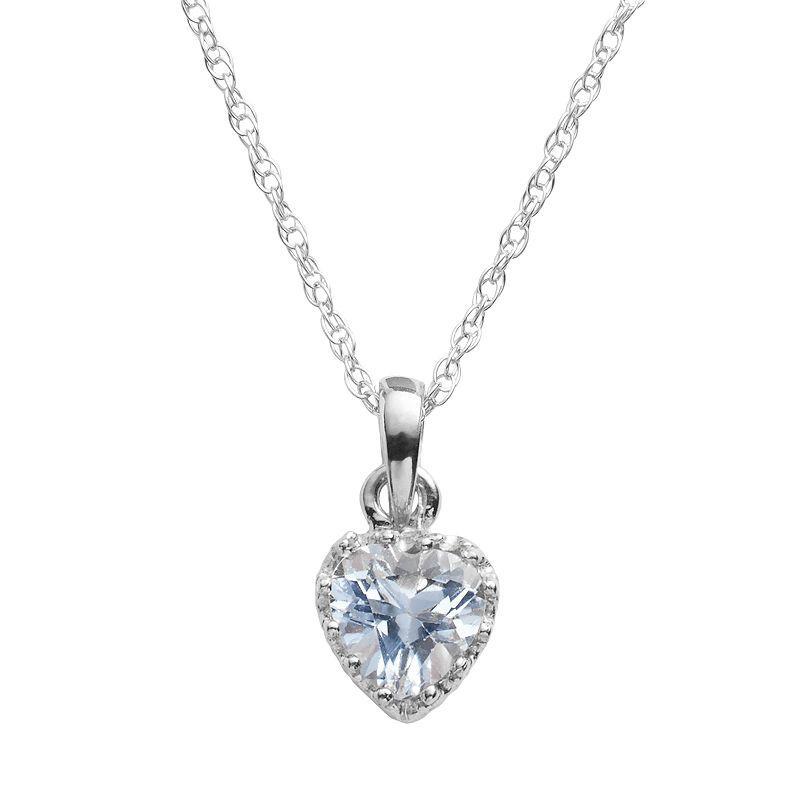 Designs by Gioelli Sterling Silver Lab-Created Aquamarine Heart Crown Pendant, Womens Blue Product Image