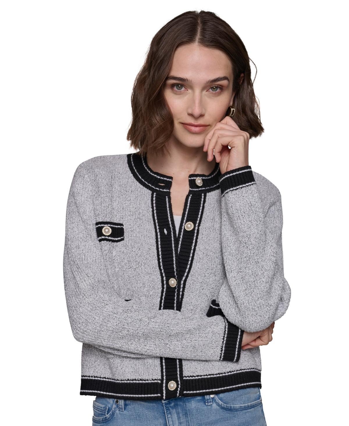 Women's Contrast-Border Knit Cardigan Product Image