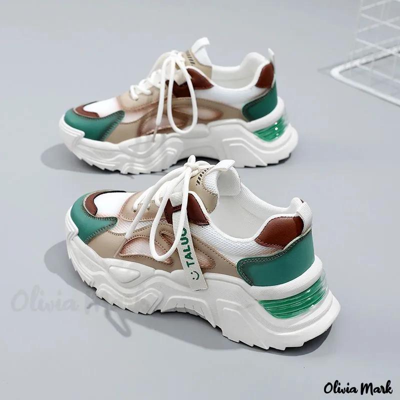 Olivia Mark – Mesh Breathable Mesh Upper Thick Sole Casual Athletic Shoes Product Image