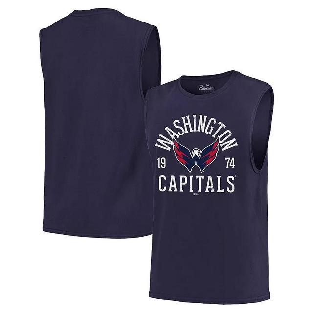 Mens Majestic Threads Navy Washington Capitals Softhand Muscle Tank Top Product Image