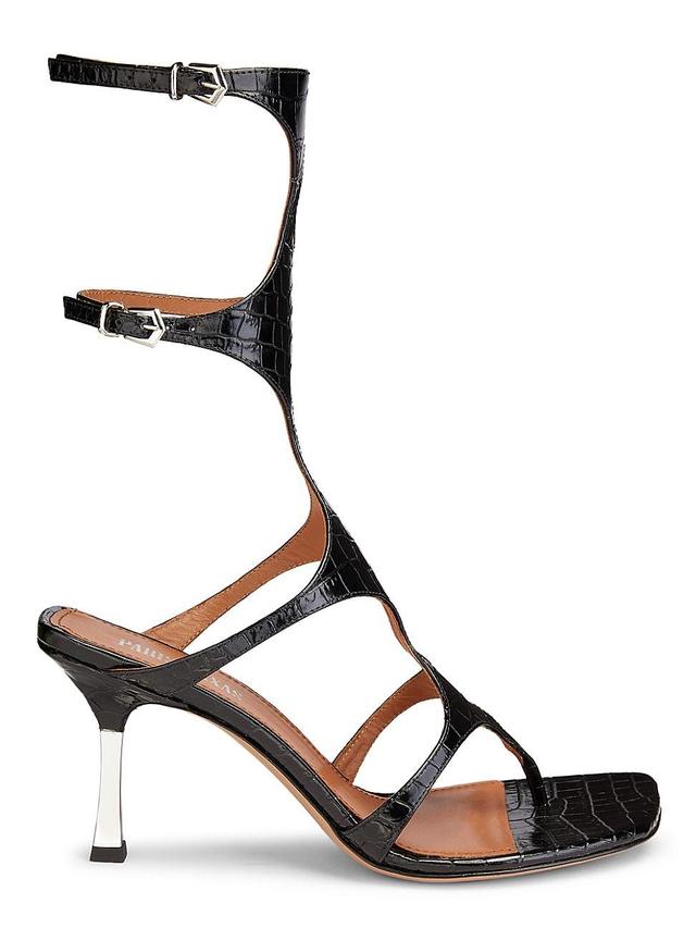 Womens Crocodile-Embossed Gladiator Sandals Product Image