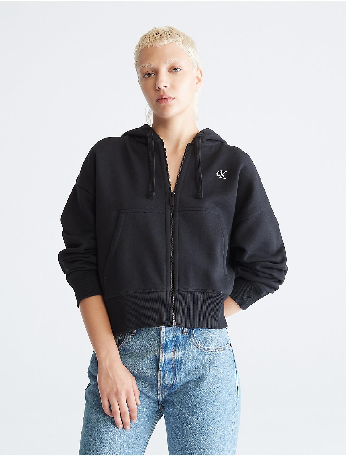 Calvin Klein Womens Archive Logo Fleece Zip Hoodie - Black - S Product Image