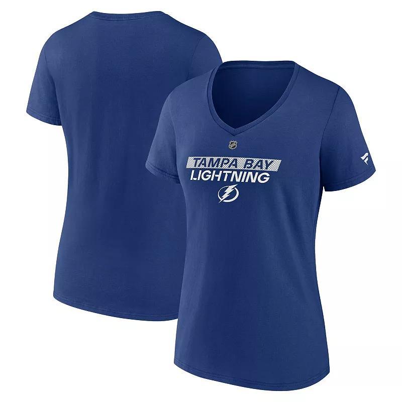 Womens Fanatics Blue Tampa Bay Lightning Authentic Pro Core Primary V-Neck T-Shirt Product Image