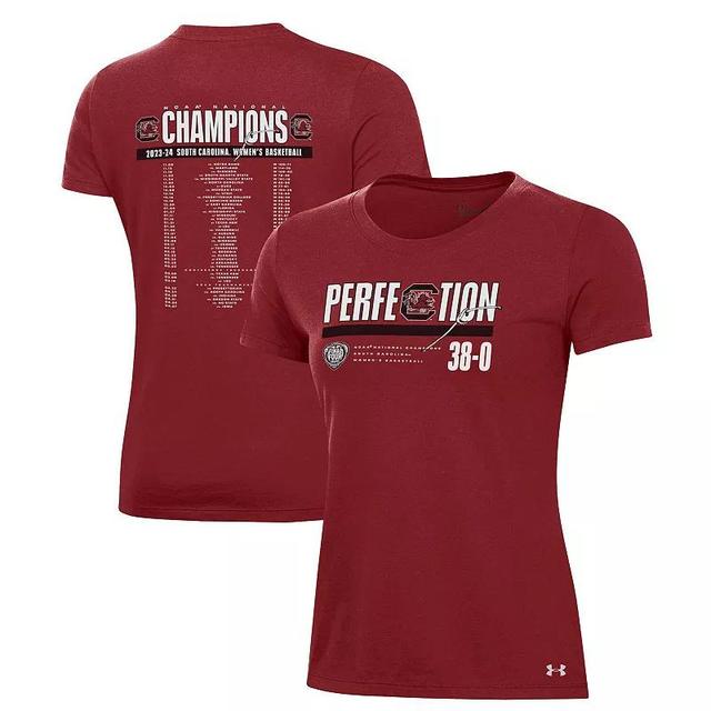 Womens Under Armour Garnet South Carolina Gamecocks 2024 NCAA Womens Basketball National Champions Schedule T-Shirt Product Image