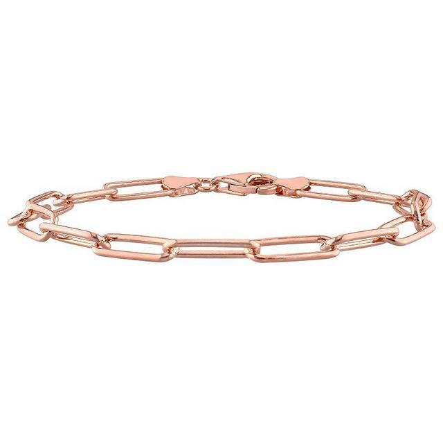 Stella Grace 18k Gold Over Silver 5 mm Paper Clip Link Chain Bracelet, Womens Pink Product Image