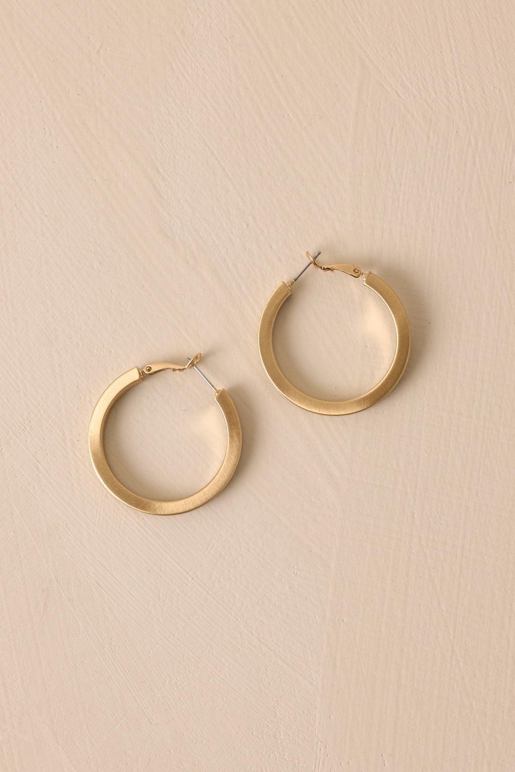 Fly Away With Me Matte Gold Hoop Earrings Product Image