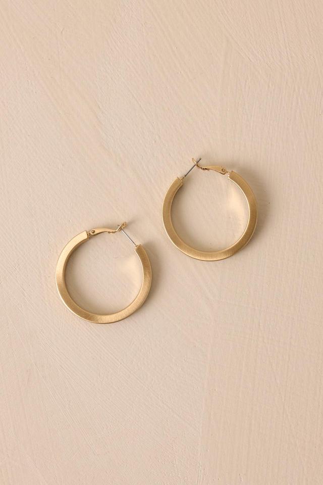 Fly Away With Me Matte Gold Hoop Earrings Product Image