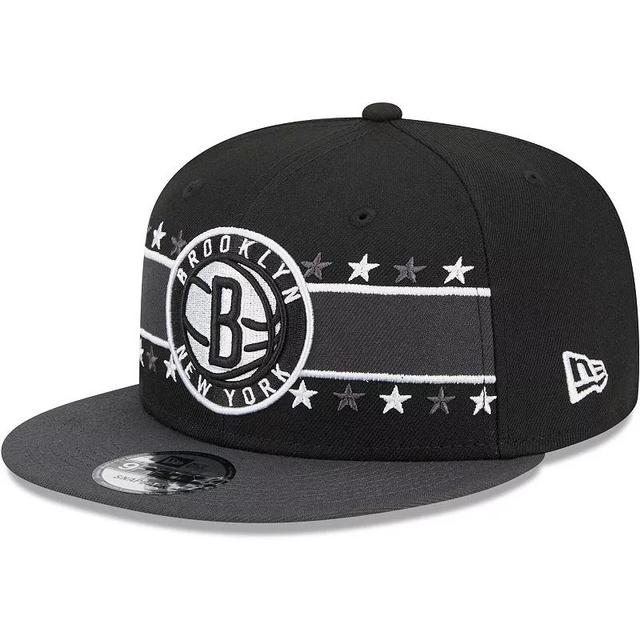 Mens New Era Black Brooklyn Nets Banded Stars 9FIFTY Snapback Hat Product Image