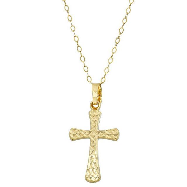 10k Gold Textured Cross Pendant Necklace, Womens Multicolor Product Image