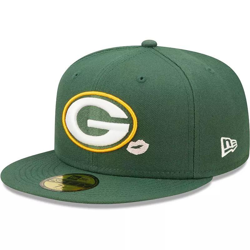 Mens New Era Green Green Bay Packers Lips 59FIFTY Fitted Hat Product Image