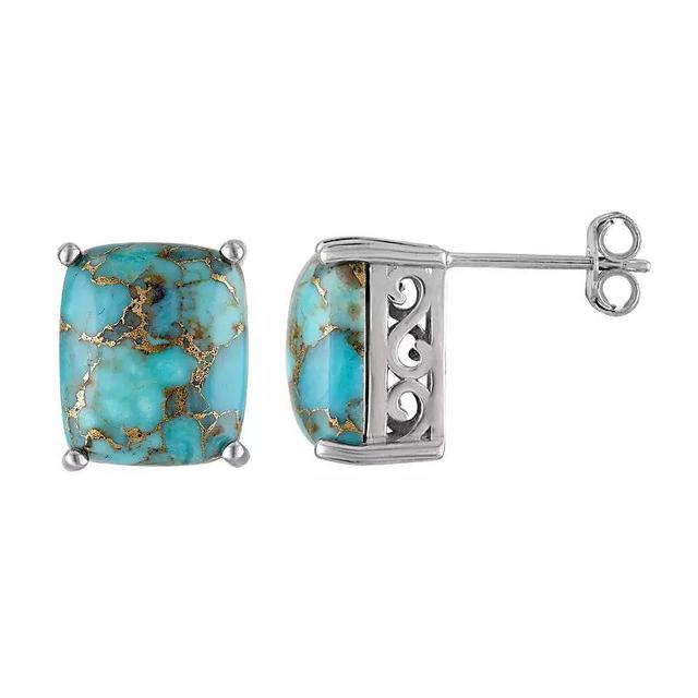 Designs by Gioelli Sterling Silver Copper Turquoise Stud Earrings, Womens, Blue Product Image