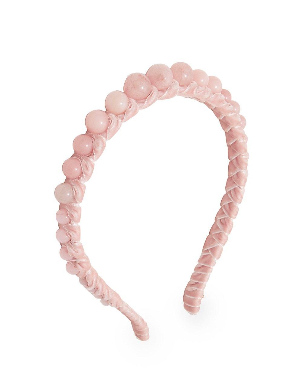 Womens Rose Quartz-Embellishd Velvet Headband Product Image