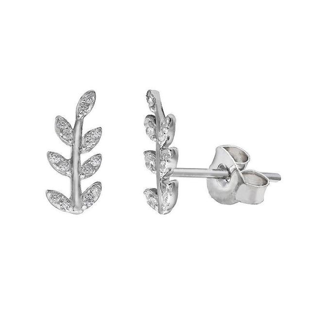 PRIMROSE Sterling Silver Leaf Post Earrings, Womens, Silver Tone Product Image