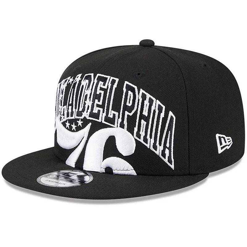 Mens New Era Black Philadelphia 76ers Tip-Off 9FIFTY Snapback Hat Product Image