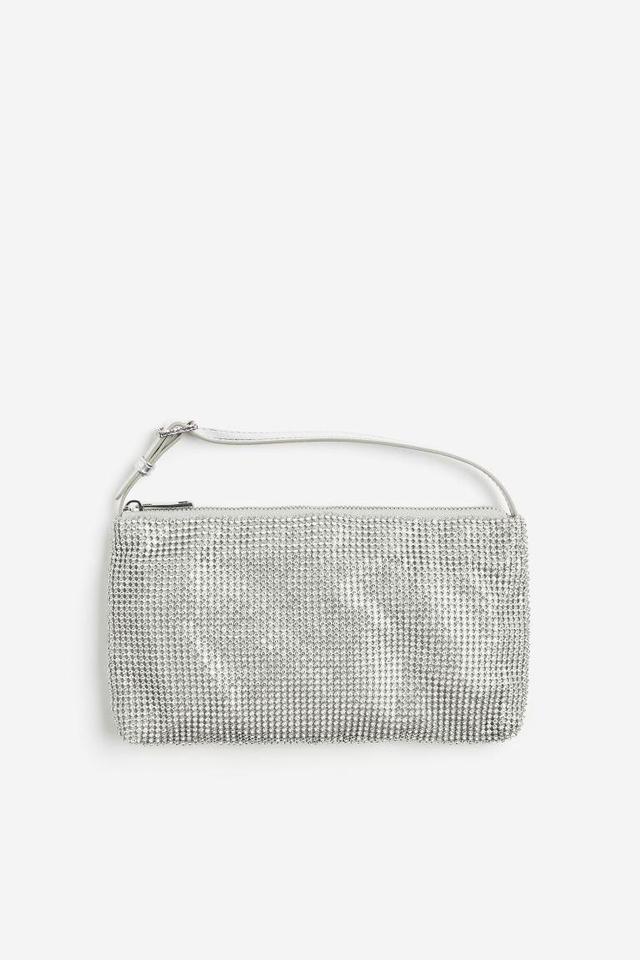 H & M - Rhinestone Clutch Bag - Silver Product Image