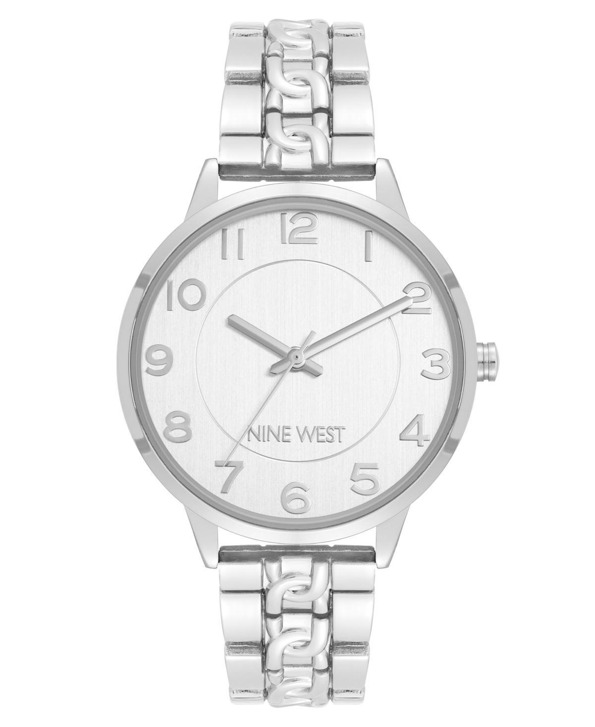 Nine West Womens Quartz Silver-Tone Alloy Link with Chain Design Bracelet Watch, 36.5mm - Silver-Tone Product Image