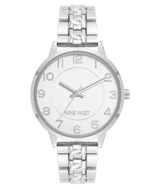 Nine West Womens Quartz Silver-Tone Alloy Link with Chain Design Bracelet Watch, 36.5mm - Silver-Tone Product Image