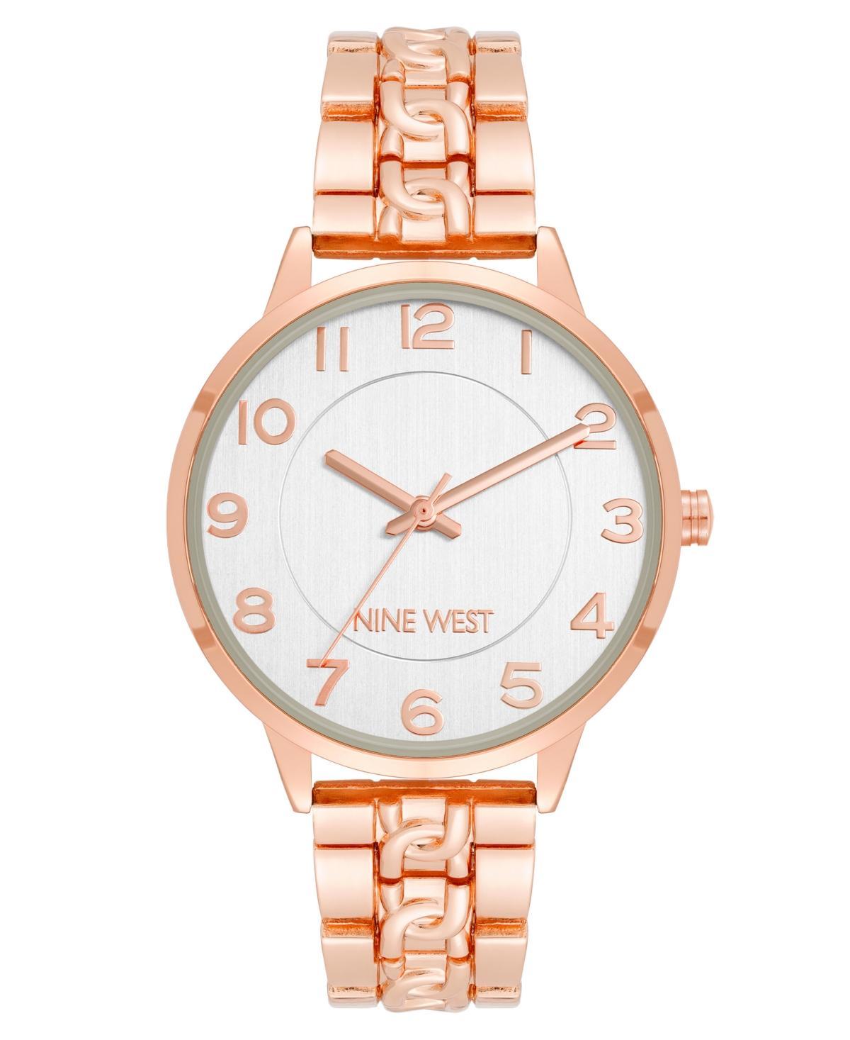 Nine West Womens Quartz Rose Gold-Tone Alloy Link with Chain Design Bracelet Watch, 36.5mm - Rose Gold-Tone Product Image