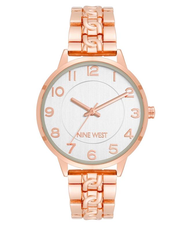 Nine West Womens Quartz Rose Gold-Tone Alloy Link with Chain Design Bracelet Watch, 36.5mm - Rose Gold-Tone Product Image