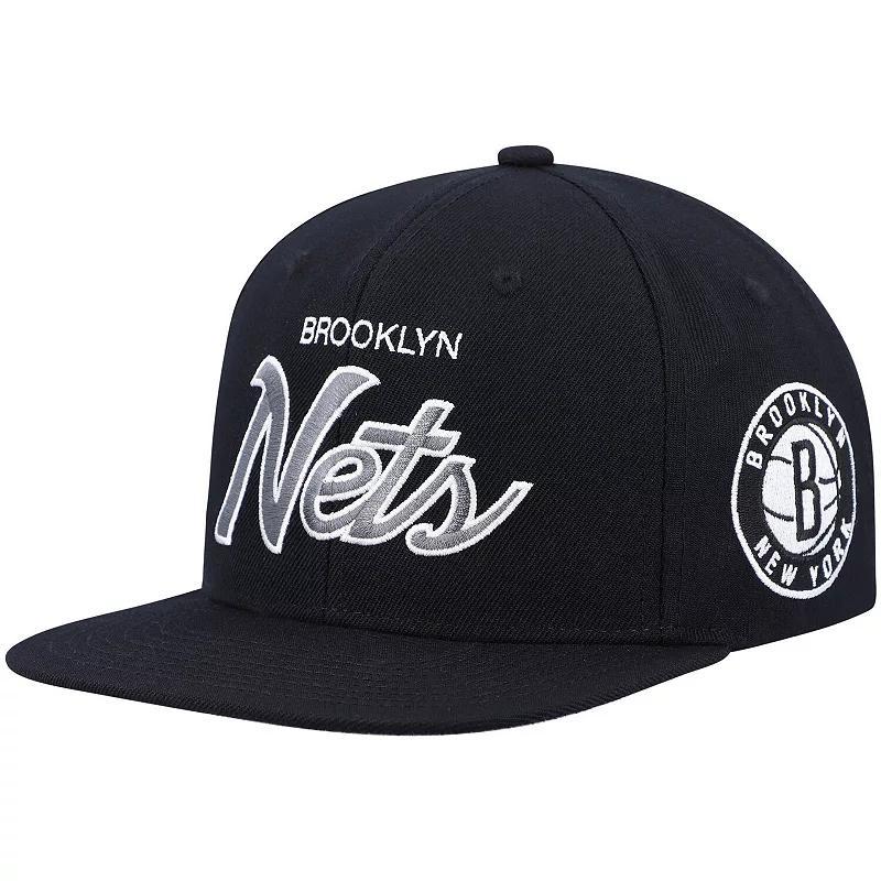 Mens Mitchell & Ness Brooklyn Nets Hardwood Classics Script 2.0 Snapback Hat Product Image